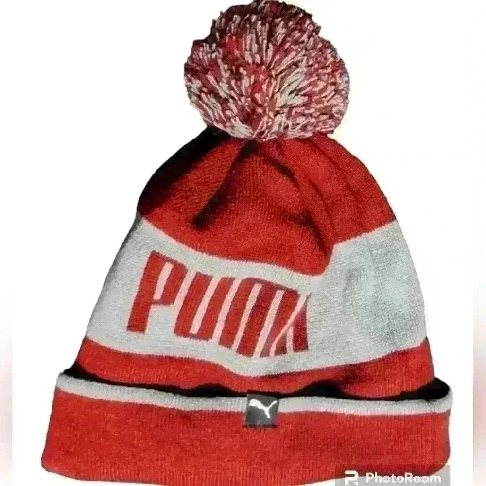 Puma Red Beanie with Pompom
